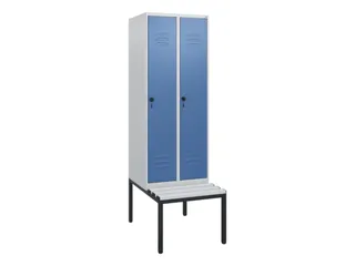 locker met bank,HxBxD 1950x600x815mm,2vak,vak B 300mm,draaigrendel - 1