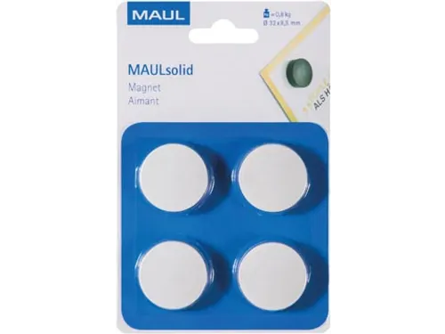 Magneet Maulsolid, Diameter 32 Mm, Wit, Blister Van 4 Stuks