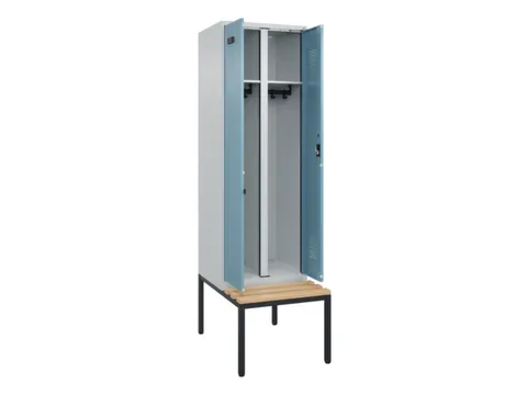 locker met bank,voor scheiding van kleding,HxBxD 2120x600x815mm,2vak