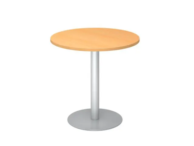vergadertafel,HxØ 745x800mm,rond,schotelvoet zilverkleurig,ronde buis