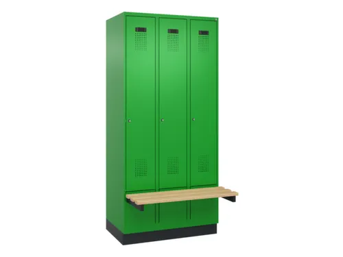locker met bank,HxBxD 1950x900x815mm,3vak,vak B 300mm,cilinderslot