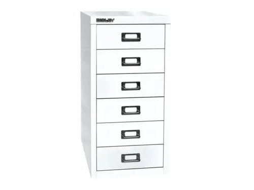 kantoor-ladekast HxBxD 590x279x380mm 6 laden romp verkeerswit staal