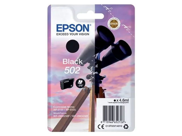 Inktcartridge Epson 502 T02V1 Zwart C13T02V14010