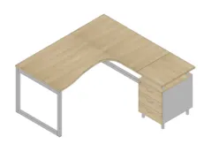 Bureauset Bureau Staand Ladeblok Rechts 730x1600x1650mm Eiken Zilver