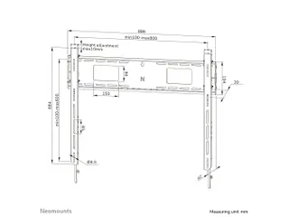 Neomounts LEVEL-750 WL30-750BL18 Vlakke heavy duty muurbeugel - 55-98 - 3