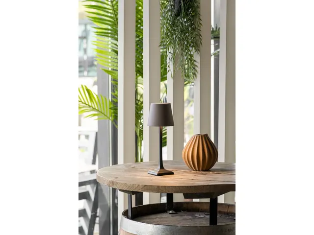 Lampe de table Securit Milano LED rechargeable dimmable taupe-noir