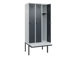 locker met bank,HxBxD 2120x900x815mm,3vak,vak B 300mm,draaigrendel