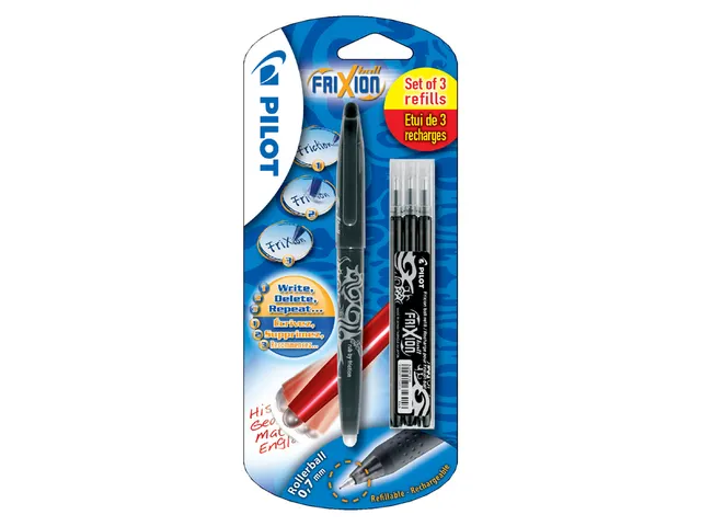 Rollerpen Pilot Frixion Ball 0.7mm BL-FR7 met 3 vullingen Zwart