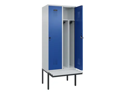 locker met bank,voor scheiding van kleding,HxBxD 2120x800x815mm,2vak