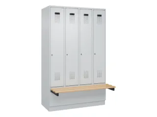 locker met bank,HxBxD 1950x1200x815mm,4vak,vak B 300mm,cilinderslot - 2