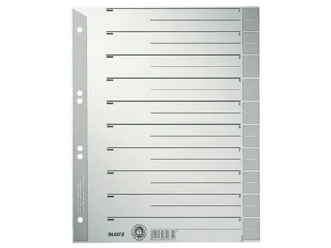 Scheidingsbladen Leitz A4 karton 230gr 6-gaats grijs