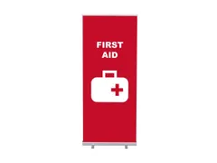 Roll-Banner 85x200 complete set met print "First Aid" Rood EHBO