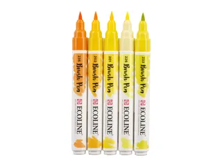Brushpen Talens Ecoline set-geel blister à 5 stuks assorti - 7