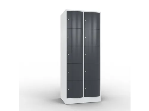 lockerkast 1950x770x640mm 2x5 vakken RAL7035 front RAL7021 sokkel