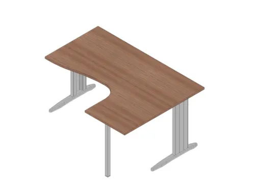 hoek-bureau,HxBxD 730x1600x1200mm,blad canaletto-hout