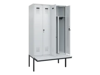 PBM-locker met bank,HxBxD 2120x1200x815mm,4vak,vak B 300mm - 1