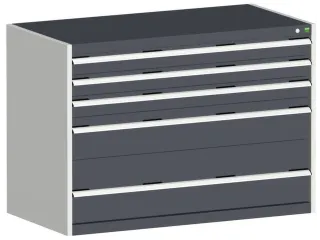 ladekast HxBxD 900x1300x650mm 5laden romp RAL7035 front RAL7016 - 1