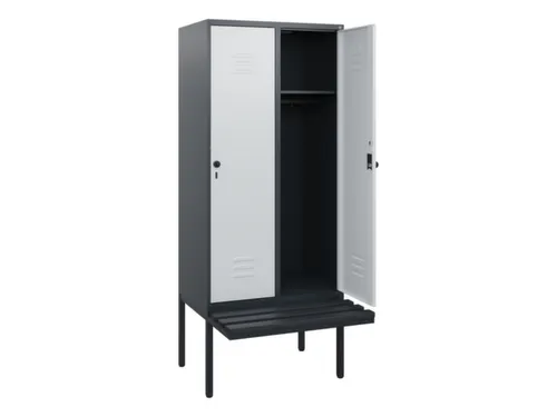 locker met bank,HxBxD 1950x800x815mm,2vak,vak B 400mm,draaigrendel