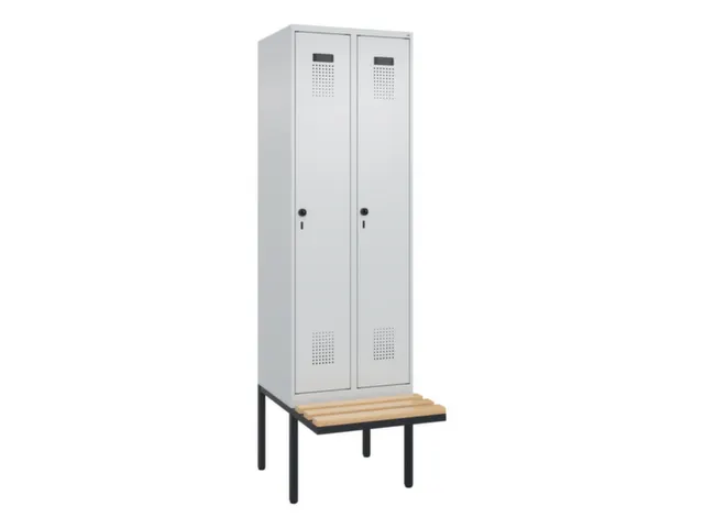 locker met bank,voor scheiding van kleding,HxBxD 2120x600x815mm,2vak