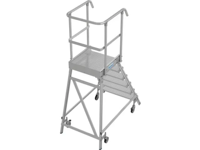 bordestrap,verrijdbaar,bordes H 1,45m,6treden,aluminium,4zwenkwielen