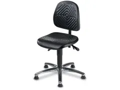 Werkplaatsstoel H 460-600Mm Pu-Zitting Gasveer Vloerglijders Zwart