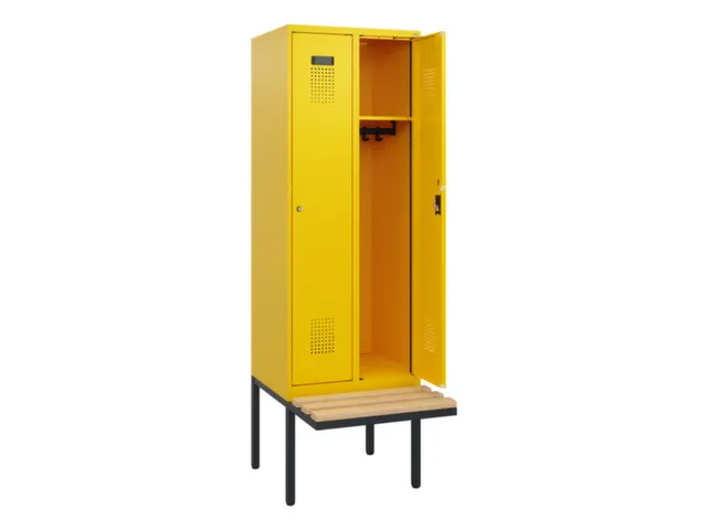 locker met bank,HxBxD 1950x600x815mm,2vak,vak B 300mm,cilinderslot