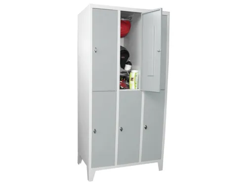 lockerkast,RAL 7035,HxBxD 1850x900x500mm,3x2vakken,vak B 300mm