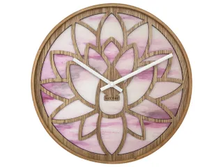 Wandklok Nextime dia 40cm Roze Hout Lotus - 1