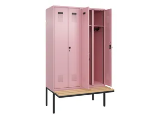 locker met bank,voor scheiding van kleding,HxBxD 2120x1200x815mm,4vak - 1