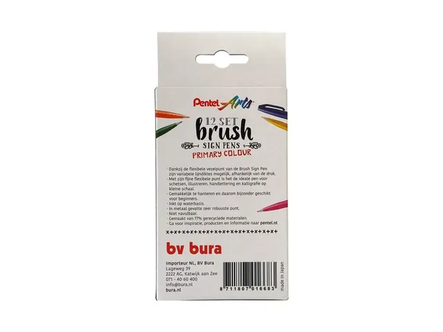 Brushstift Pentel Sign SES15C etui à 12 standaardkleuren