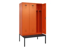 locker met bank,voor scheiding van kleding,HxBxD 2120x1200x815mm,3vak
