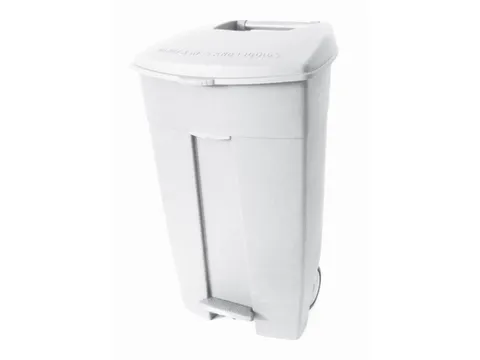 afvalbak,1x120l,HxBxD 890x560x480mm,romp PE wit,deksel PE wit,2wielen