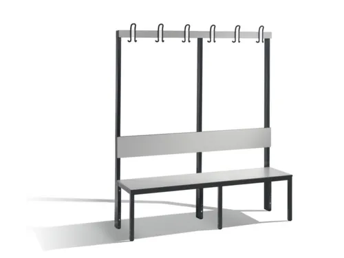 omkleedbank,HxLxD 1710x1500x407mm,HPL zilvergrijs,frame staal RAL7021