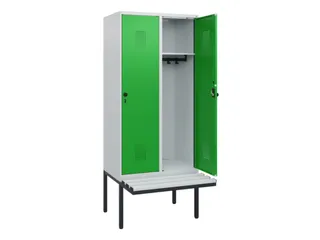 locker met bank,HxBxD 1950x800x815mm,2vak,vak B 400mm,draaigrendel - 1