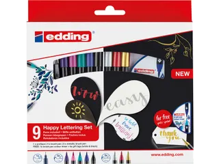 Brushpen edding 1340 Happy Lettering assorti set à 9 stuks - 1
