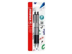 Balpen STABILO pointball colorful medium zwart blister à 2 stuks