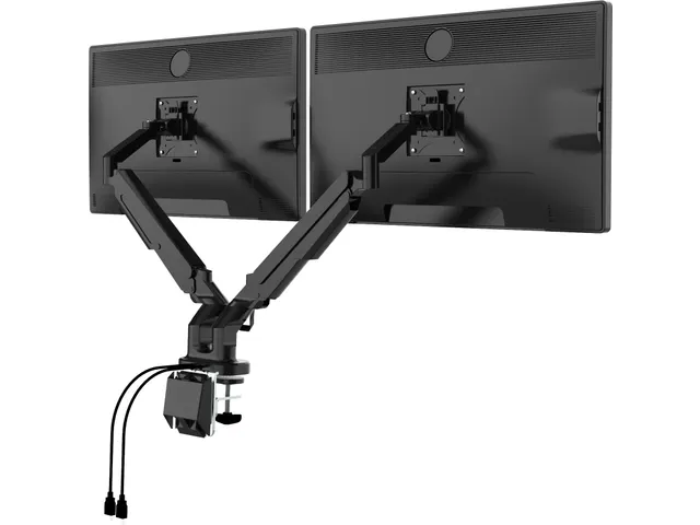Dubbele Monitorarm Zwart Incl. USB Poorten