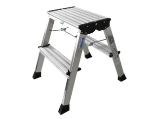 Verrijdbaar Vouwtrapje Aluminium 2x2treden 4 Geveerde Wielen Blauw - 3