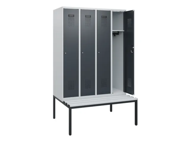 locker met bank,HxBxD 1950x1200x815mm,4vak,vak B 300mm,cilinderslot