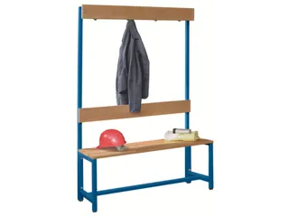 Omkleedbank LxB 1000x400mm Houten Latten Haken Enkelzijdig RAL5010 - 2