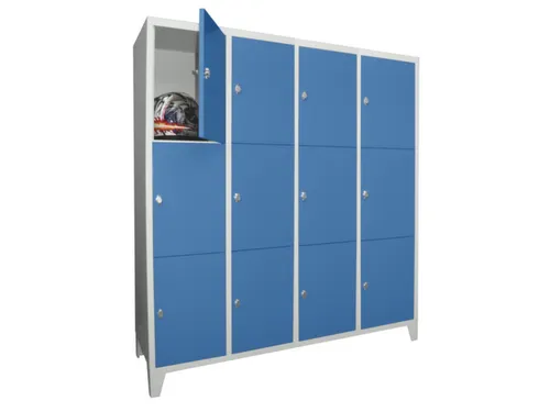lockerkast,HxBxD 1850x1600x500mm,4x3vakken,RAL7035,front RAL5012