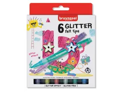 Viltstift Bruynzeel Kids assorti glitter 6 stuks