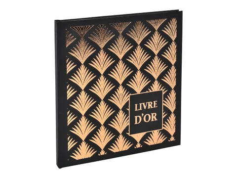 Gastbk 140p.goud 21x 19cm PALMYRE zw.palm
