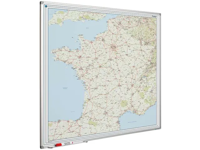 Landkaart Bord 120x120cm Softline Profiel 8mm Frankrijk Wegen