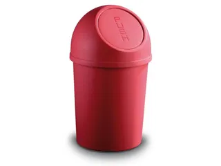 afvalbak,13l,HxØ 490x253mm,romp PP rood,deksel PP rood - 1