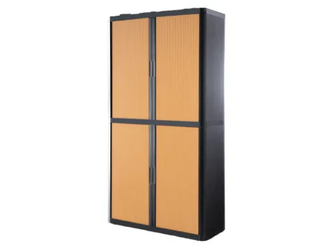 Roldeurkast HxBxD 2040x1100x415mm 4 Oh Romp Antraciet Front Beuken