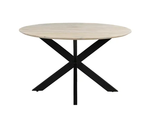 Vergadertafel Harper 130cm Rond Mango Naturel Spinpoot Zwart
