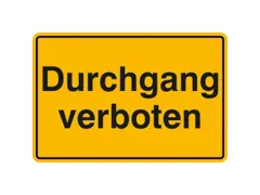 verbodsbord,Doorgang verboden,aluminium gemerkt,gemoffeld,geel/zwart