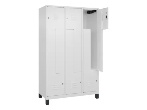 Z-garderobekast,HxBxD 1950x1200x500mm,vak B 200/400mm,cil.-slot,voeten