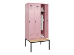 locker met bank,HxBxD 2120x900x815mm,3vak,vak B 300mm,draaigrendel